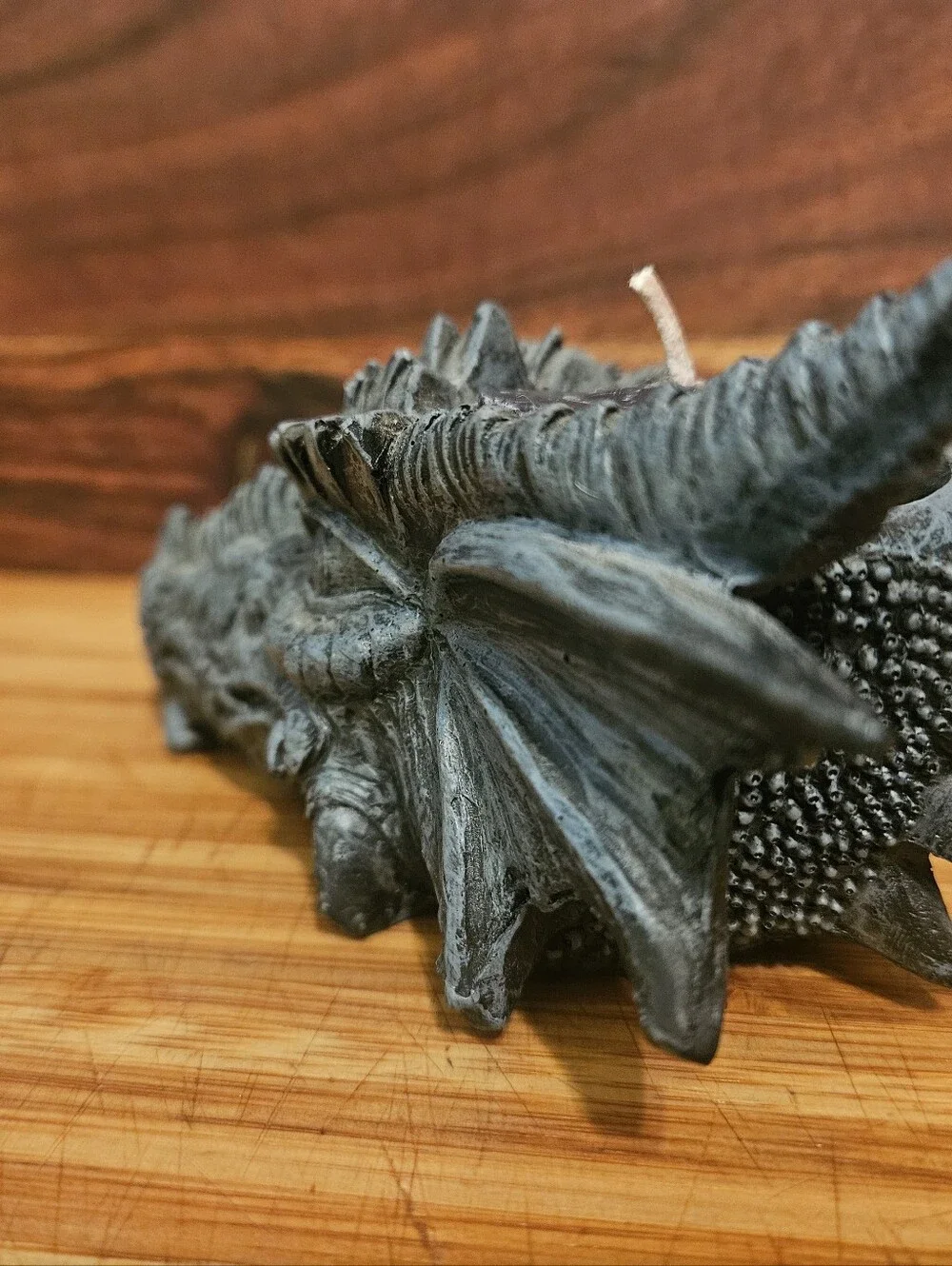 Gothic Dragon Head Tealight Candle Holder | 5” Grey Stone Finish Resin Figurine